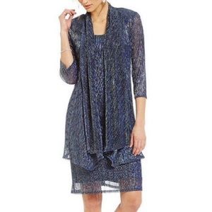 Two Piece Blue/Silver Shimmer R&M Richards Dress.